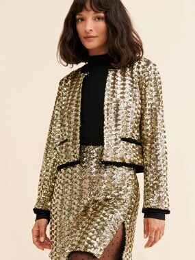 Hutch Pepper Sequined Skirt Gold Size S